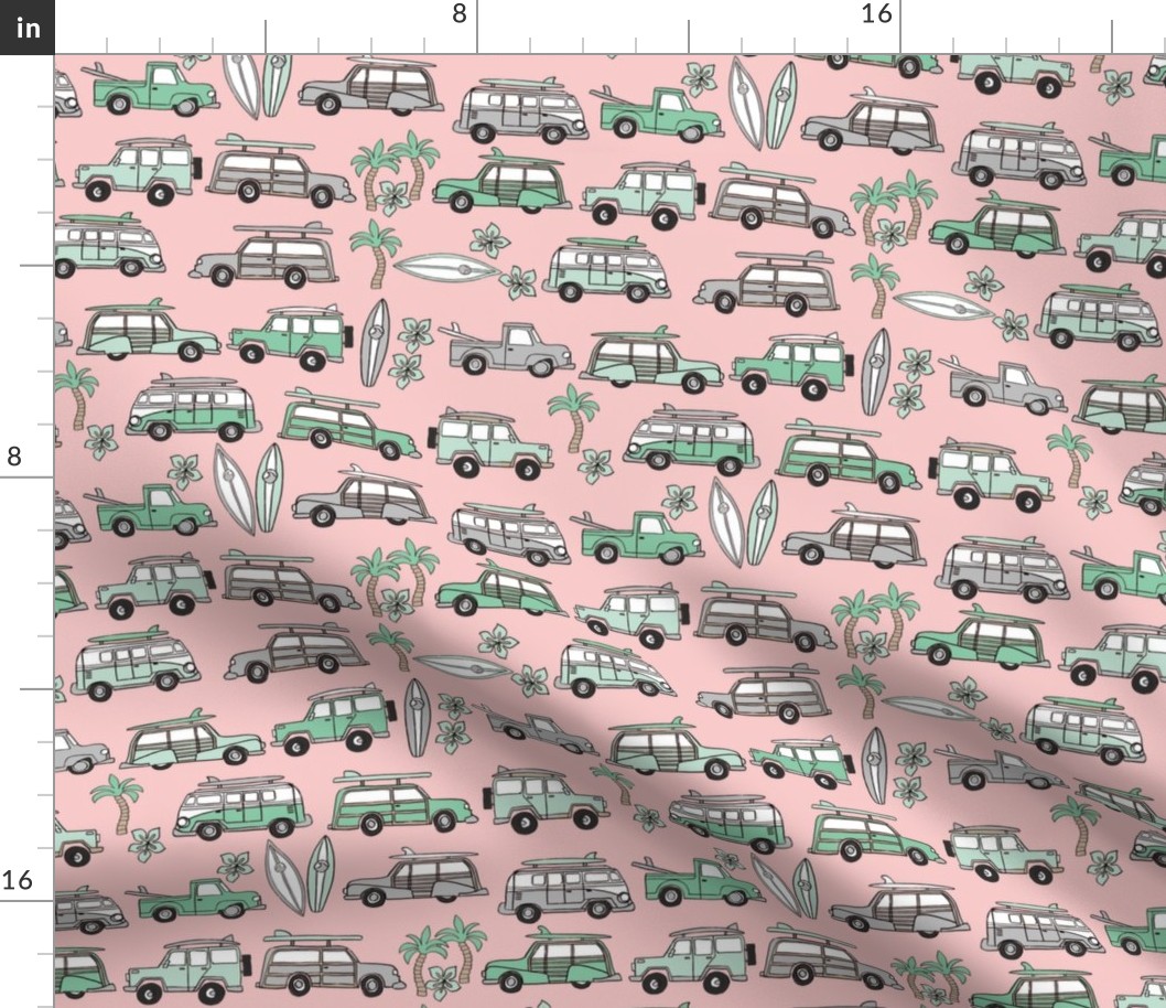 surf trip // vacation surfing road trip california tropical fabric pink