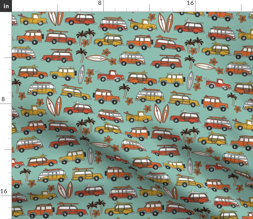 surf trip // vacation surfing road trip california tropical fabric medium green