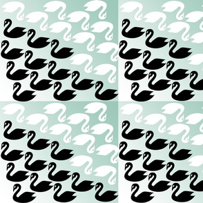 Black Swan White Swan on Spoonflower Blue, my homage to M.C. Escher!