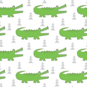 green gator-with-grey-trees