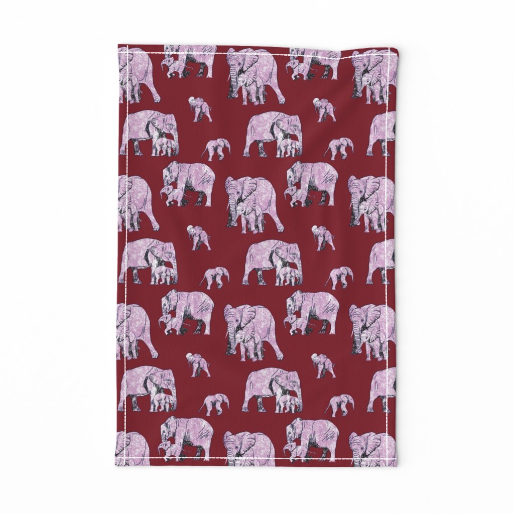 Elephant Love - On Burgundy 