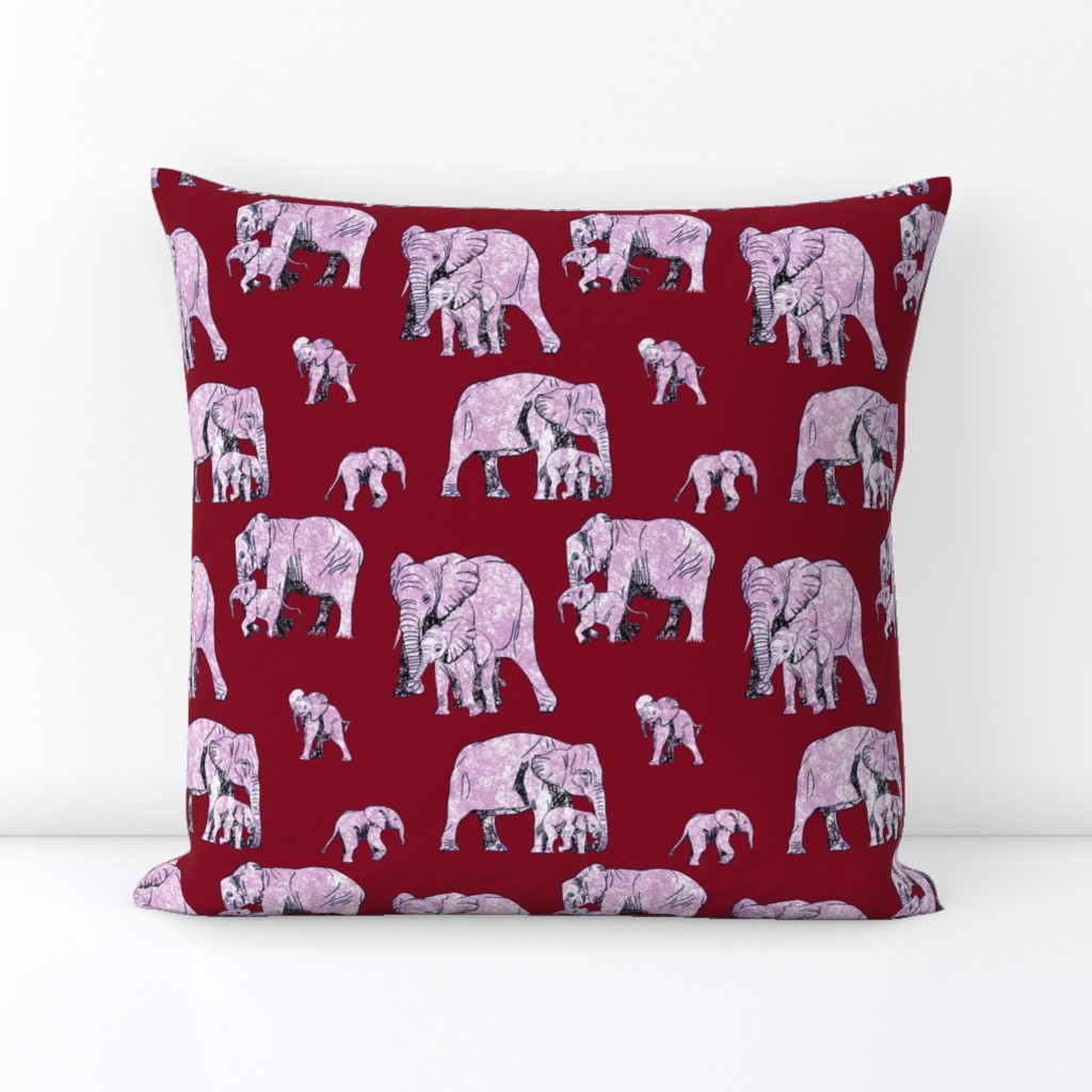 Elephant Love - On Burgundy 