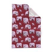 Elephant Love - On Burgundy 