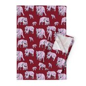 Elephant Love - On Burgundy 