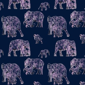 Elephant Love - Navy Ellies On Navy 