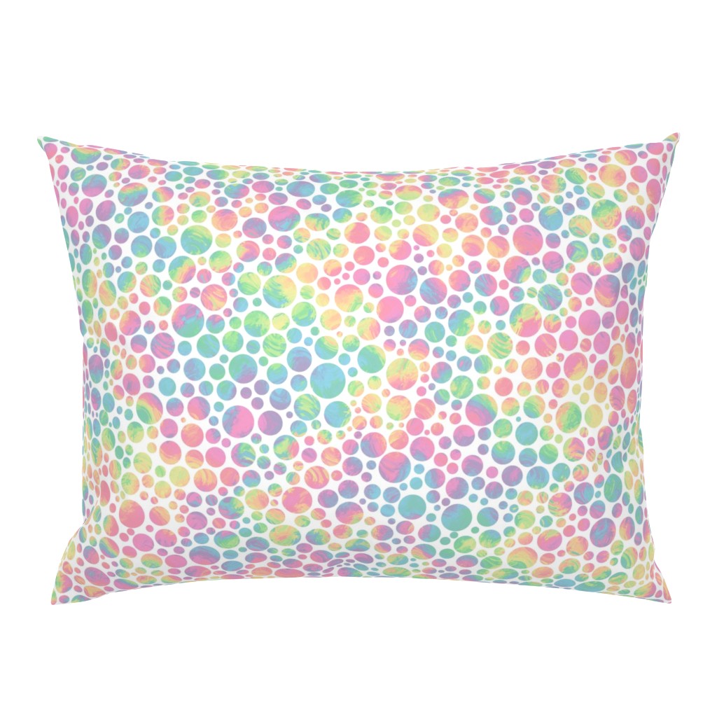 crazy rainbow dots - pastel on white