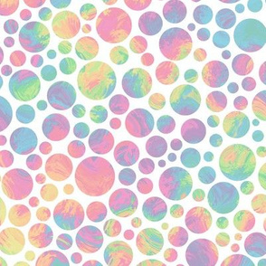 crazy rainbow dots - pastel on white