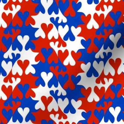 Red White and Blue Tessellating Hearts