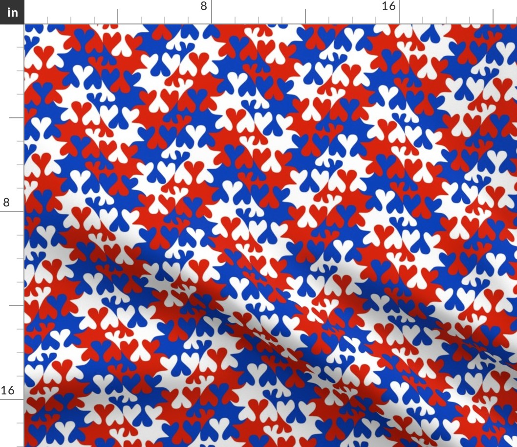 Red White and Blue Tessellating Hearts