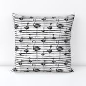 6" Black and White Flamingos on Stripes