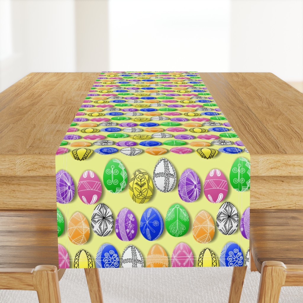 polish easter eggs on yellow pisanki