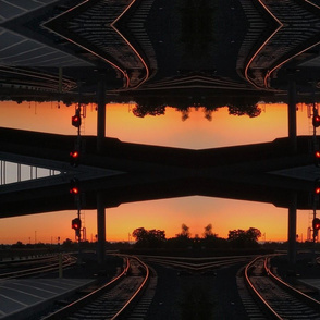 Train tracks at sunrise trippy