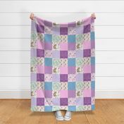 Little Lady Patchwork Quilt - Woodland Bear + Bunny Floral Pink, Lilac + Blue Wholecloth Best Friends 2 Coordinate for Girls GingerLous