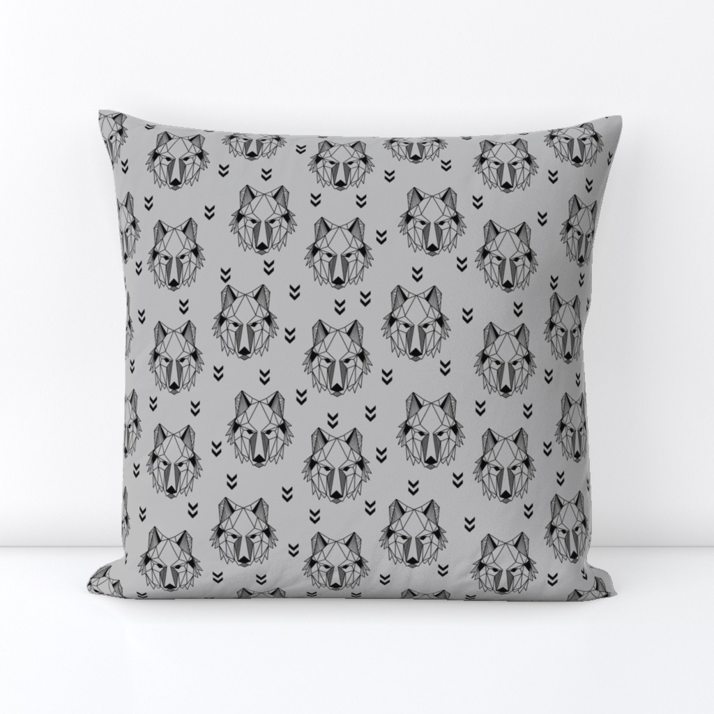 Geometric Wolf (gray) Geo Wolves Woodland Animals Baby Boy Nursery Bedding GingerLous