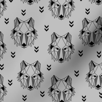 Geometric Wolf (gray) Geo Wolves Woodland Animals Baby Boy Nursery Bedding GingerLous