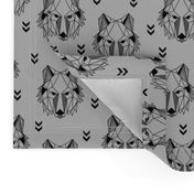 Geometric Wolf (gray) Geo Wolves Woodland Animals Baby Boy Nursery Bedding GingerLous