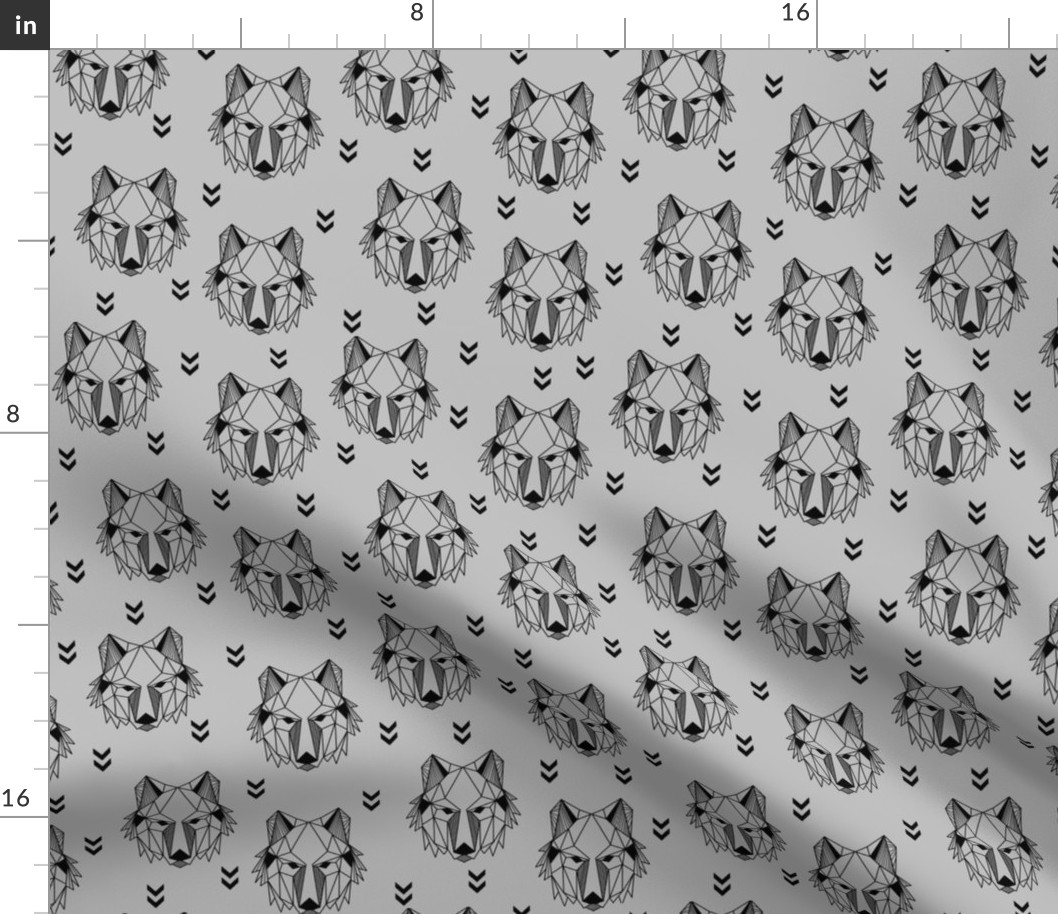 Geometric Wolf (gray) Geo Wolves Woodland Animals Baby Boy Nursery Bedding GingerLous