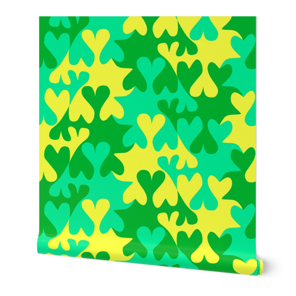 Turquoise Lemon and Shamrock Green Tessellating Hearts