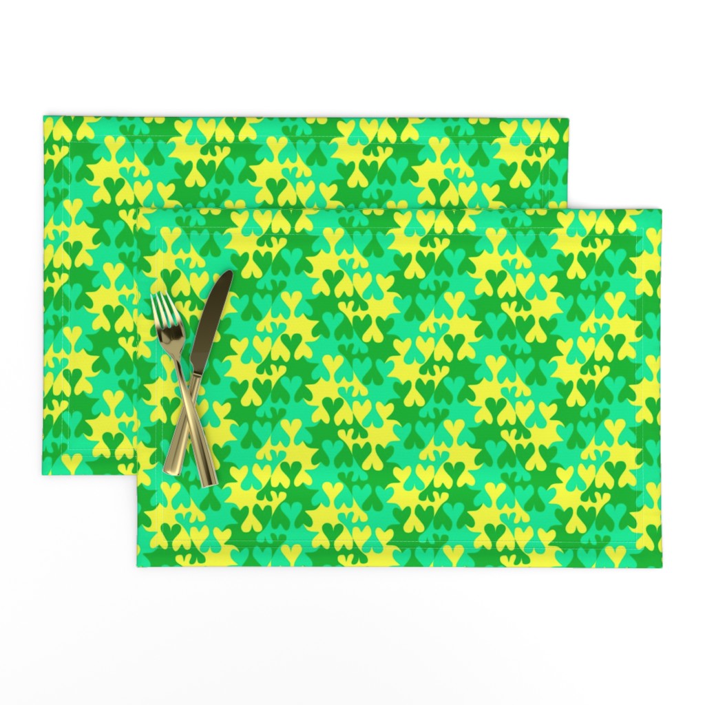 Turquoise Lemon and Shamrock Green Tessellating Hearts