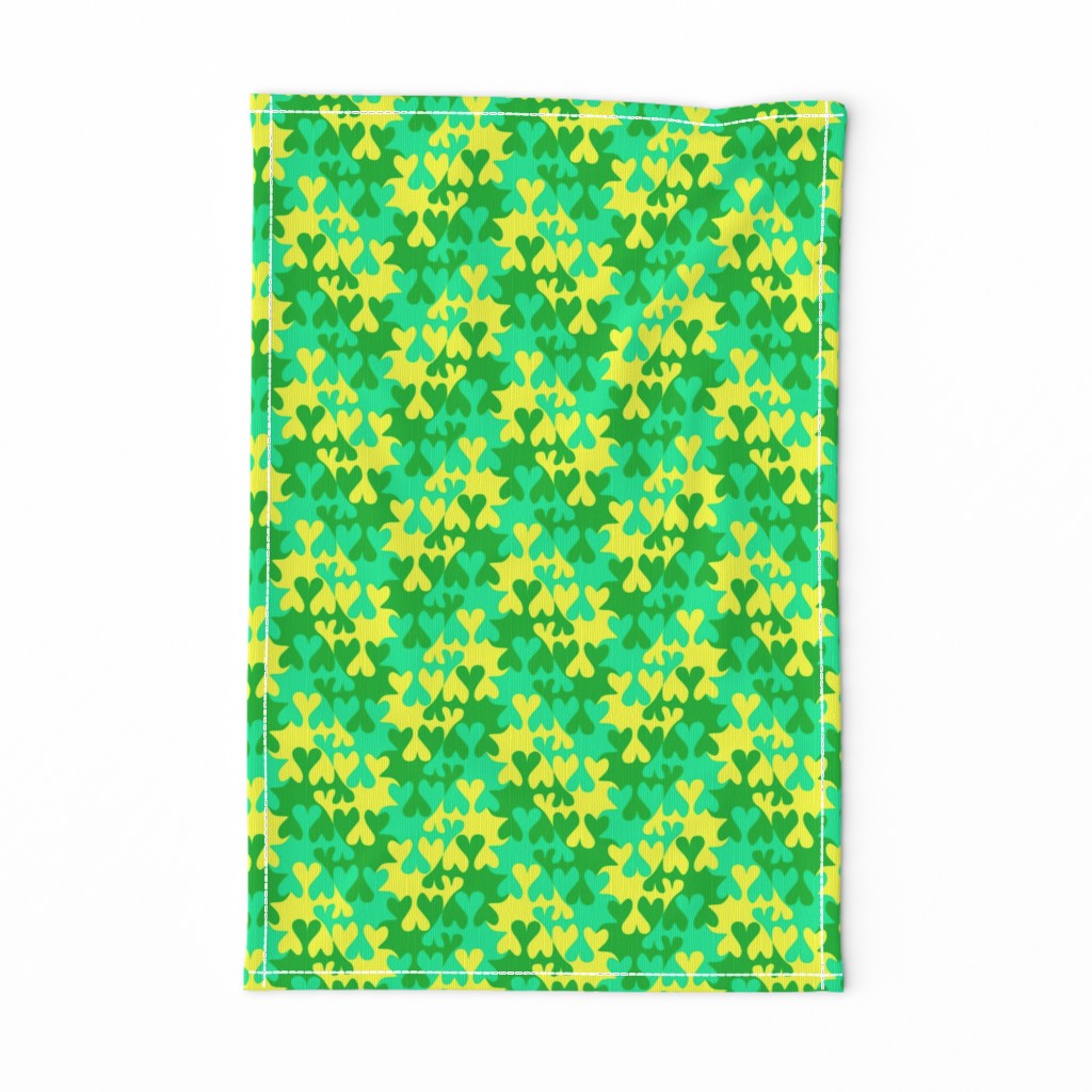 Turquoise Lemon and Shamrock Green Tessellating Hearts