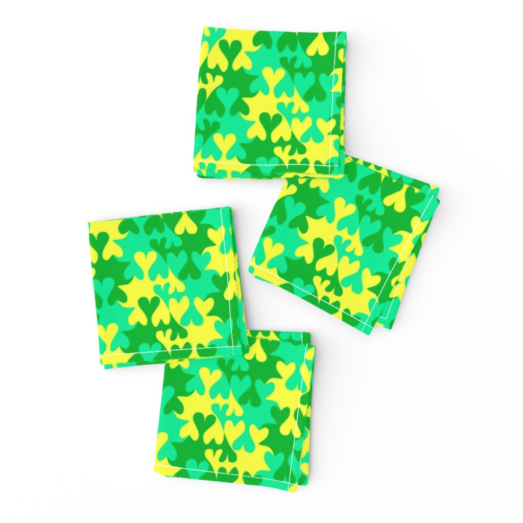 Turquoise Lemon and Shamrock Green Tessellating Hearts