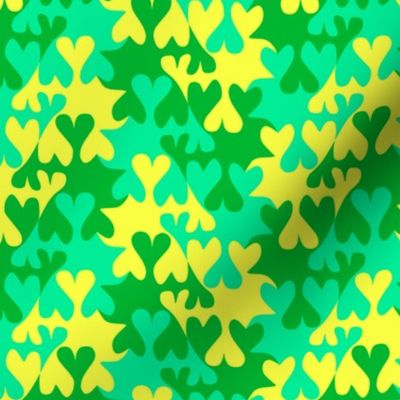 Turquoise Lemon and Shamrock Green Tessellating Hearts