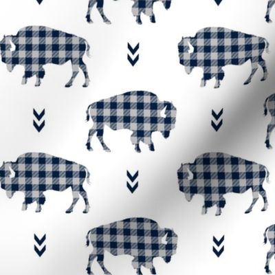 Bison - Buffalo Plaid Navy + Grey Tribal Baby Nursery Ginger