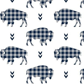 Bison - Buffalo Plaid Navy + Grey Tribal Baby Nursery Ginger