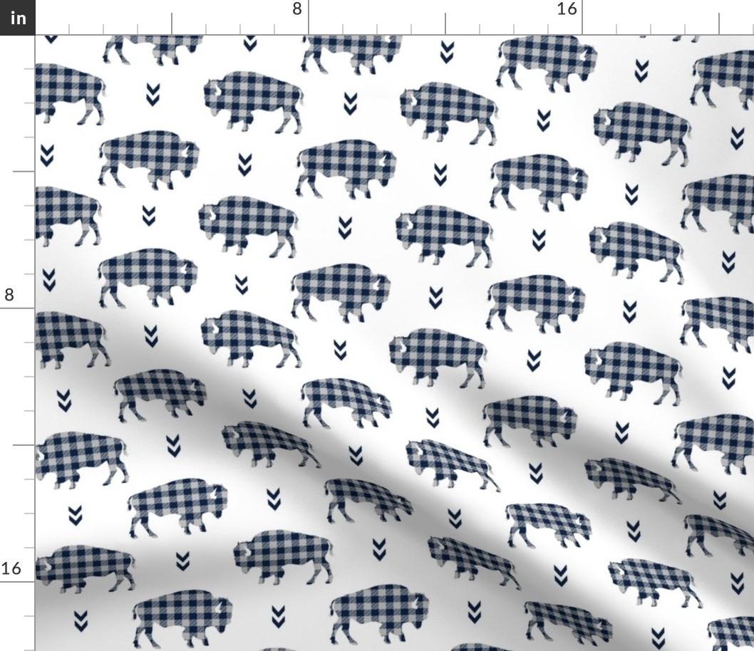 Bison - Buffalo Plaid Navy + Grey Tribal Baby Nursery Ginger