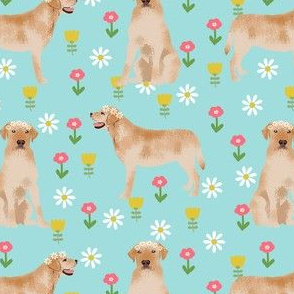 yellow labrador fabric - flower child hippie spring florals labrador fabric - blue