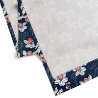 Orchid in navy and peach