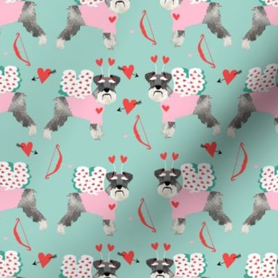 schnauzer love bug dog breed fabric mint