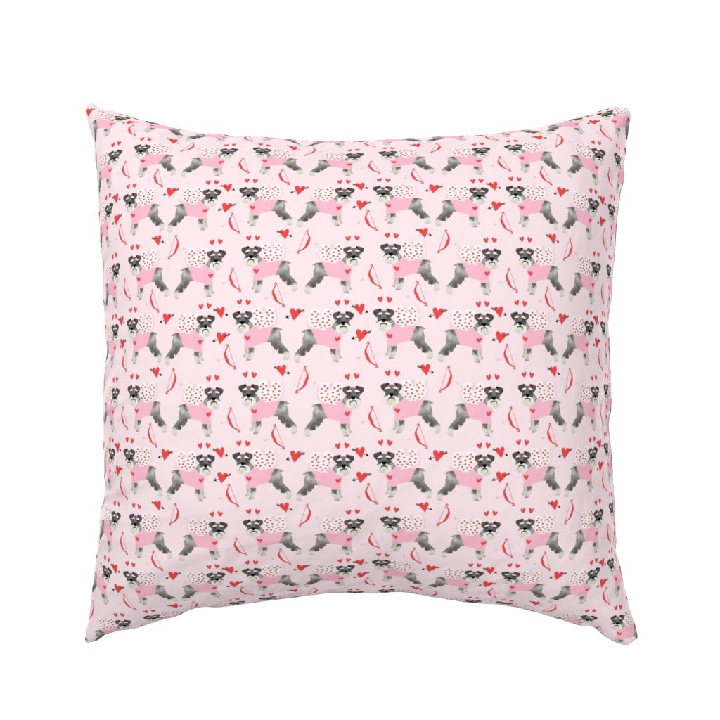 schnauzer love bug dog breed fabric pink