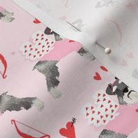 schnauzer love bug dog breed fabric pink