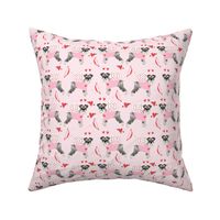 schnauzer love bug dog breed fabric pink