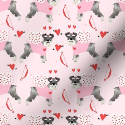 schnauzer love bug dog breed fabric pink