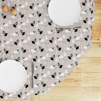 pug wedding fabric - cute dogs bride and groom design - grey