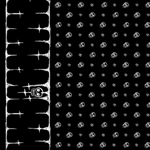 Scribble Goth - Skull Border with Polka Dots, black