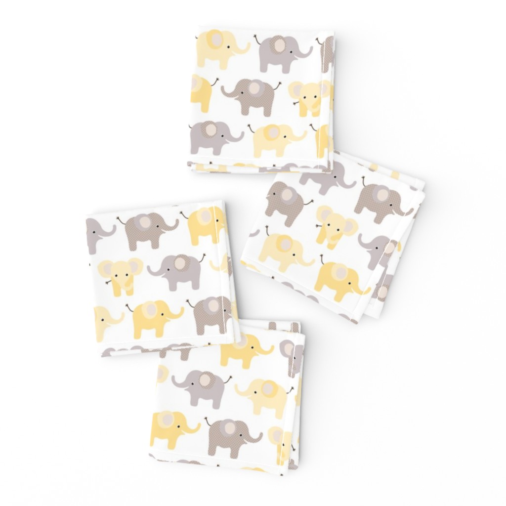 Happy elephants yellow