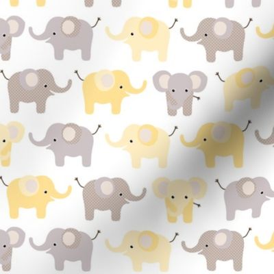 Happy elephants yellow