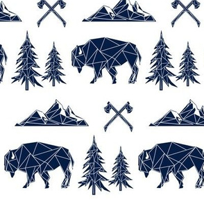 Bison - Navy Tribal Geometric Buffalo GingerLous