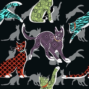 Neon Cats gray and black