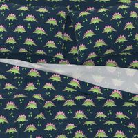 Large Green and Pink Stegosaurus Dinosaur on navy