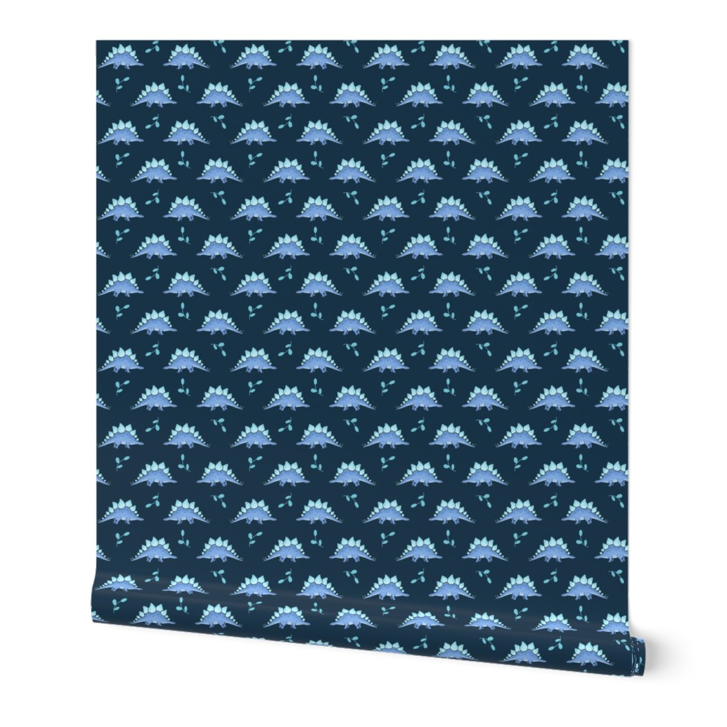 Blue Stegosaurus on navy