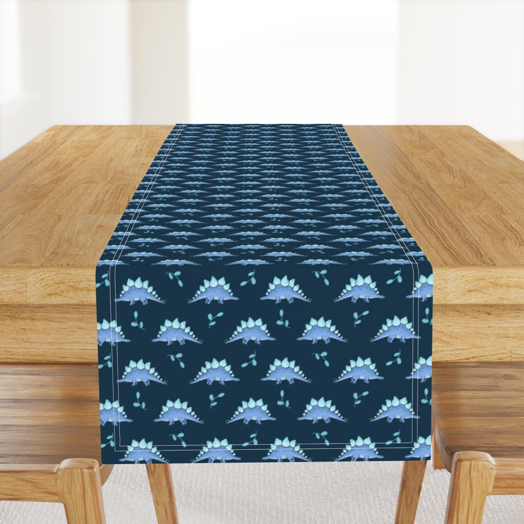 Blue Stegosaurus on navy