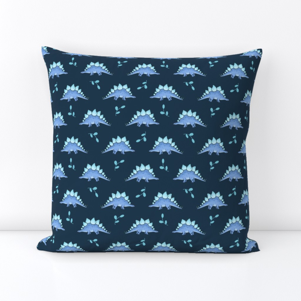 Blue Stegosaurus on navy