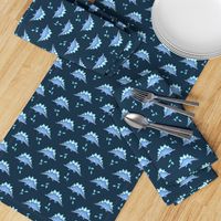 Blue Stegosaurus on navy