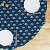 Blue Stegosaurus on navy