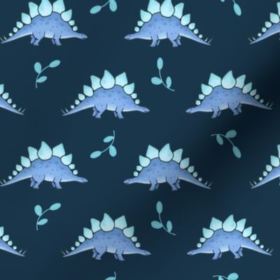 Blue Stegosaurus on navy