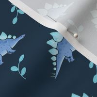 Blue Stegosaurus on navy
